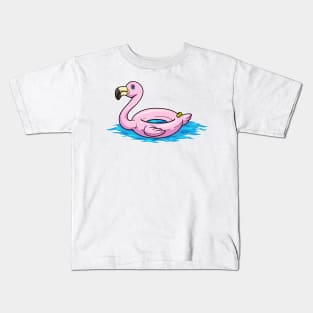 Flamingo at Swimming with Swim ring Kids T-Shirt